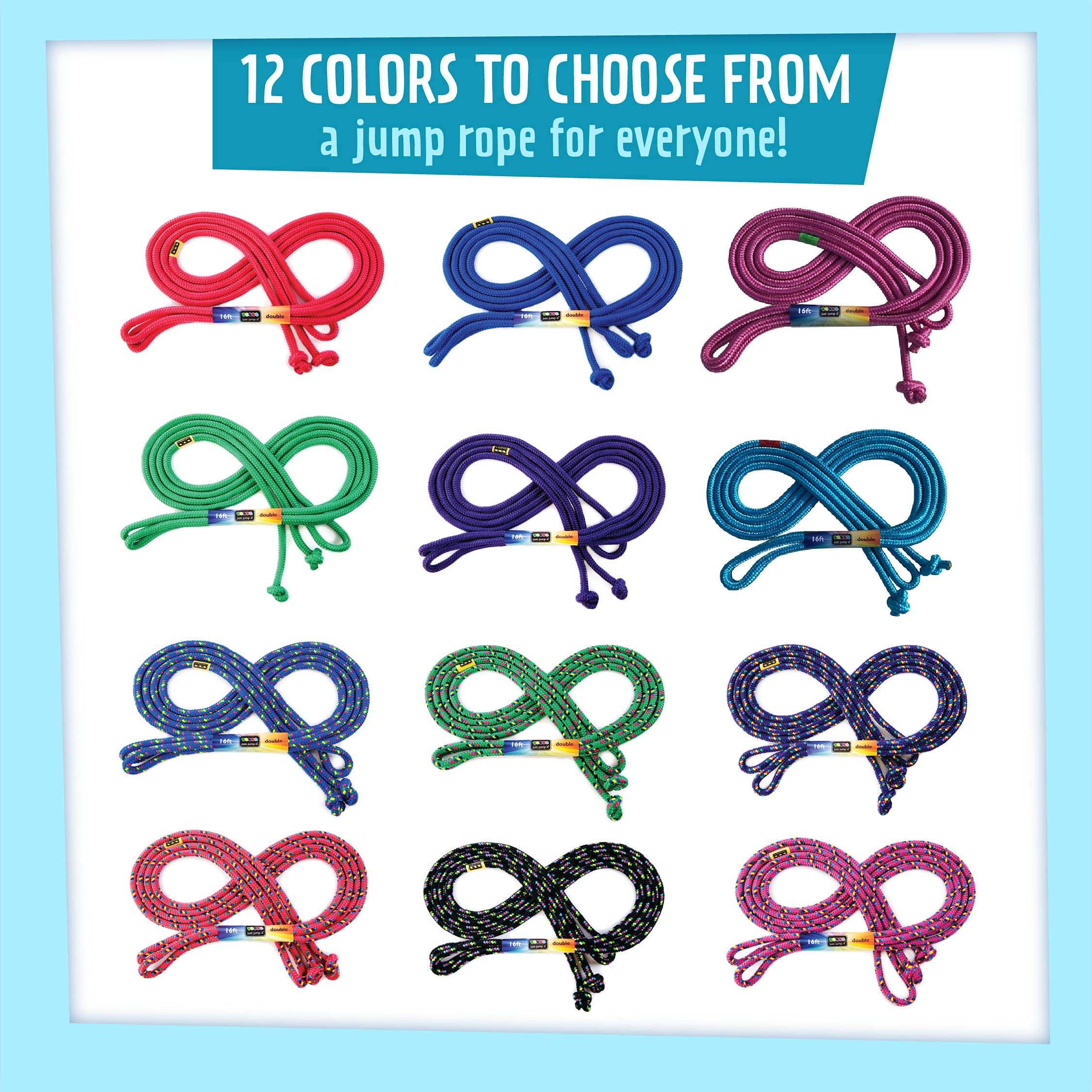 Just Jump It Blue Confetti 16' Jump Rope - Double Dutch Jump Rope - Agility Play