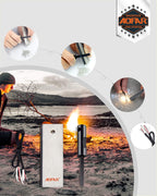 Aofar Magnesium Fire Starter Af-374 (2-Pack) Waterproof Fire Steel Pouch For Camping, Hiking, Hunting, Backpacking,Outdoor Survi