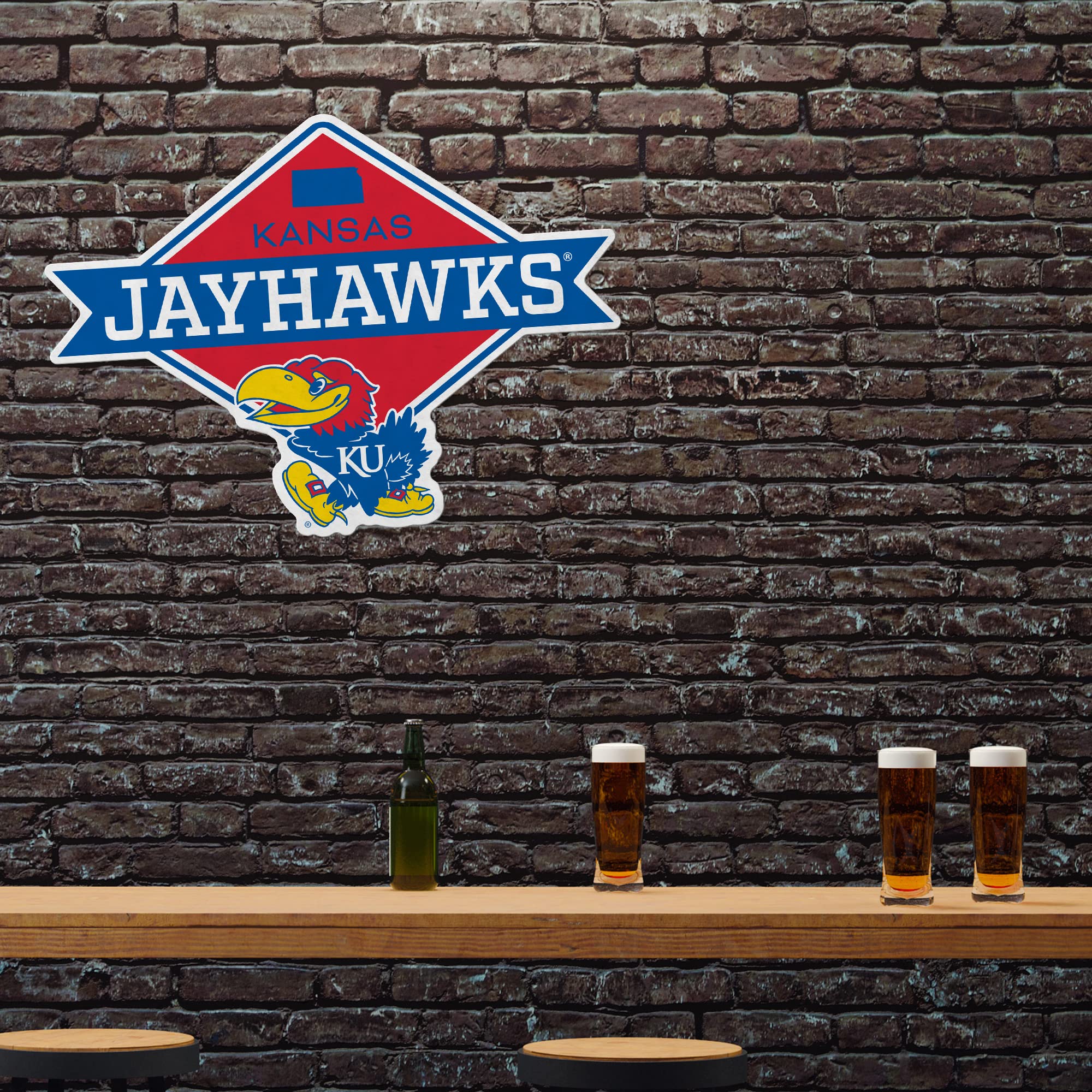 Rico Industries Ncaa Kansas Jayhawks Diamond Shape Cut Pennant - Home And Living Room D  Cor - Soft Felt Ez To Hang 20.5 X 18