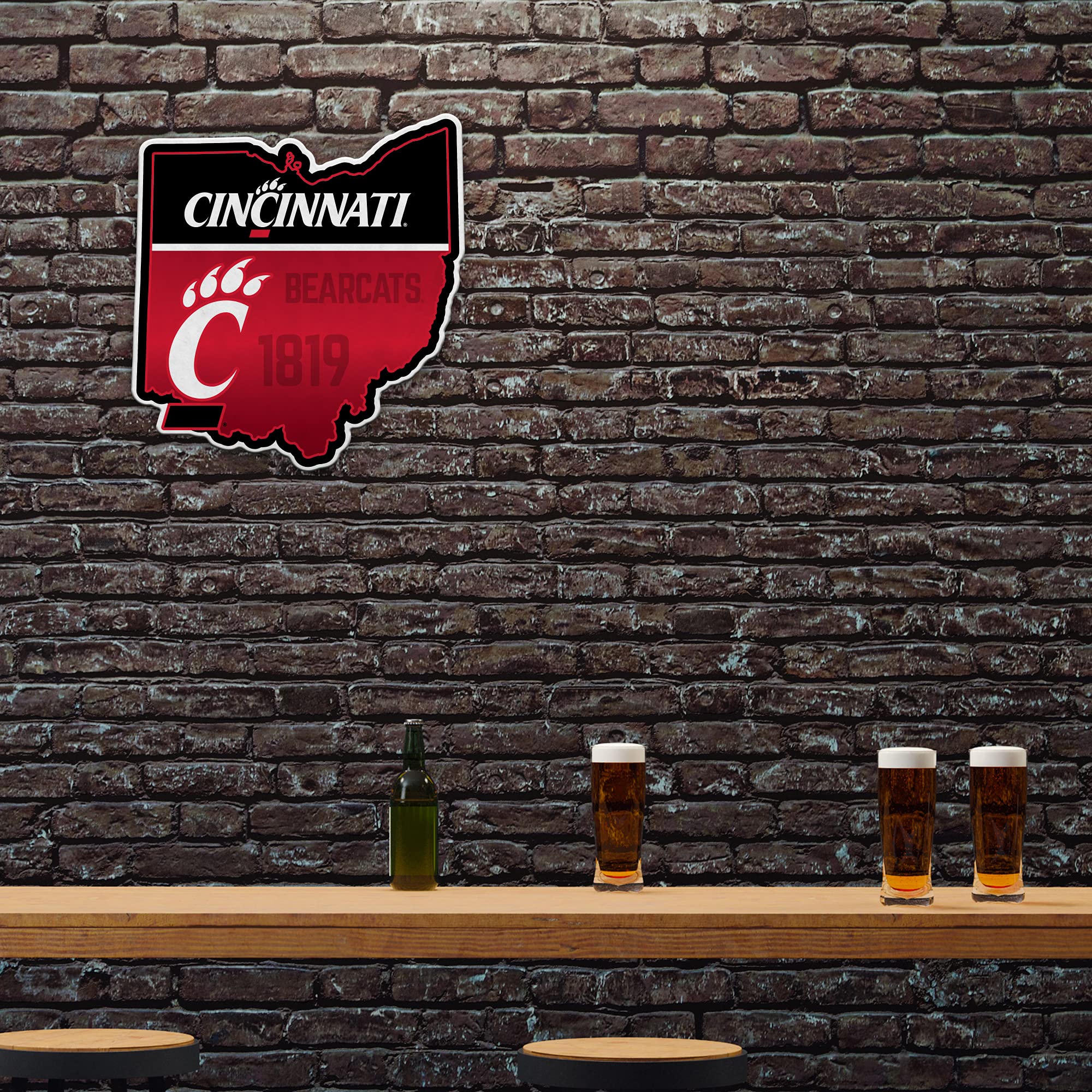 Rico Industries Ncaa Cincinnati Bearcats State Shape Shape Cut Pennant - Home And Living Room D  Cor - Soft Felt Ez To Hang