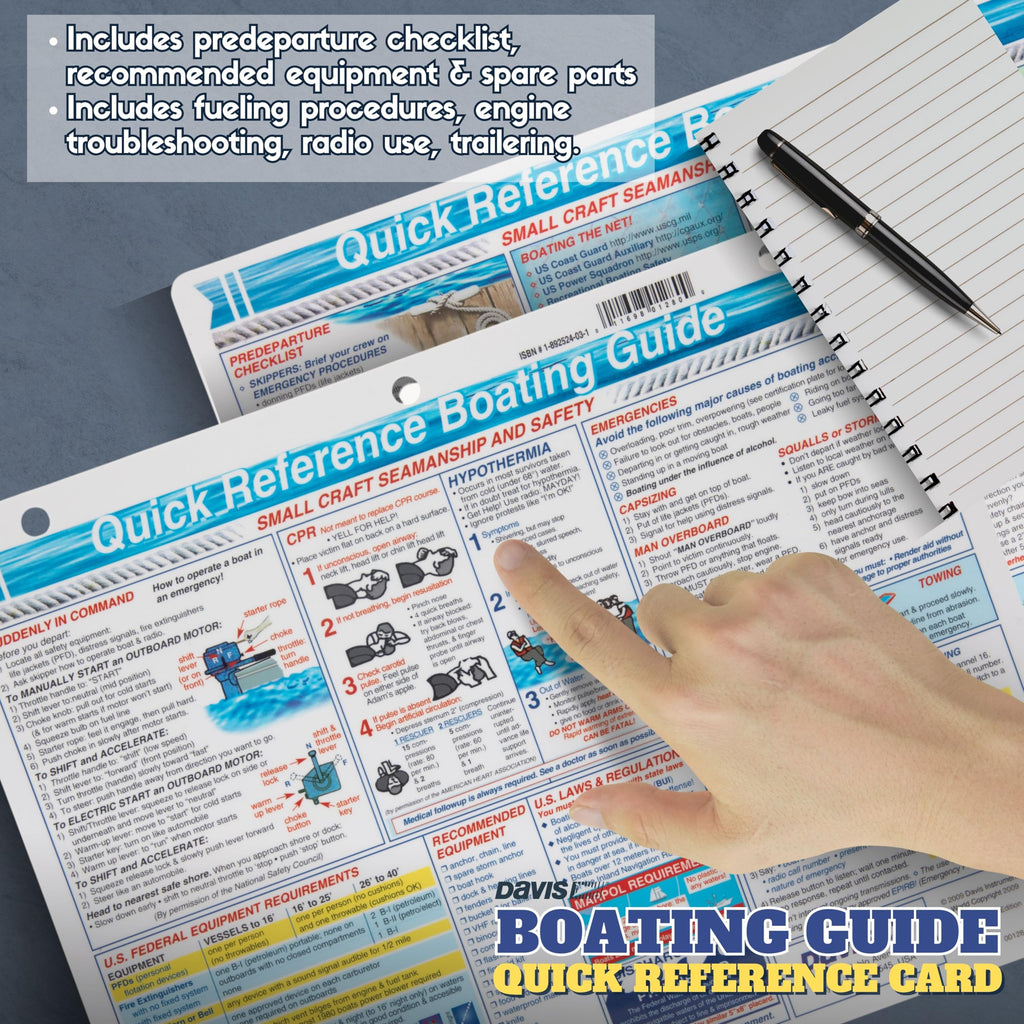 Davis Instruments Waterproof Boating Quick Reference Cards Bundle - Navigation 125, Coastal Piloting 126 & Procedures 128 (3 Ite