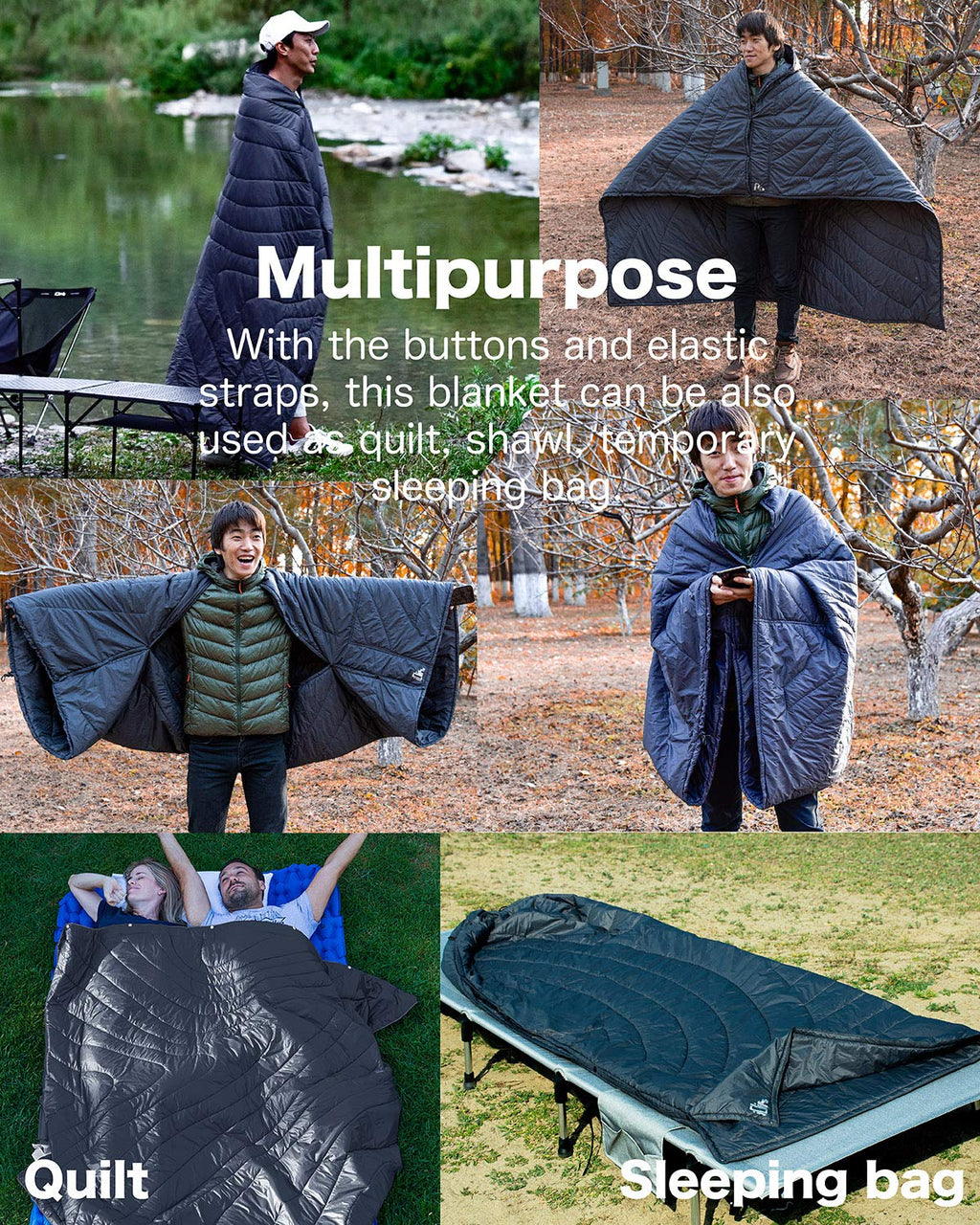 Iclimb 3M Thinsulate Insulation Warm Camping Blanket Ultralight Compact (Black, 1 Lb)