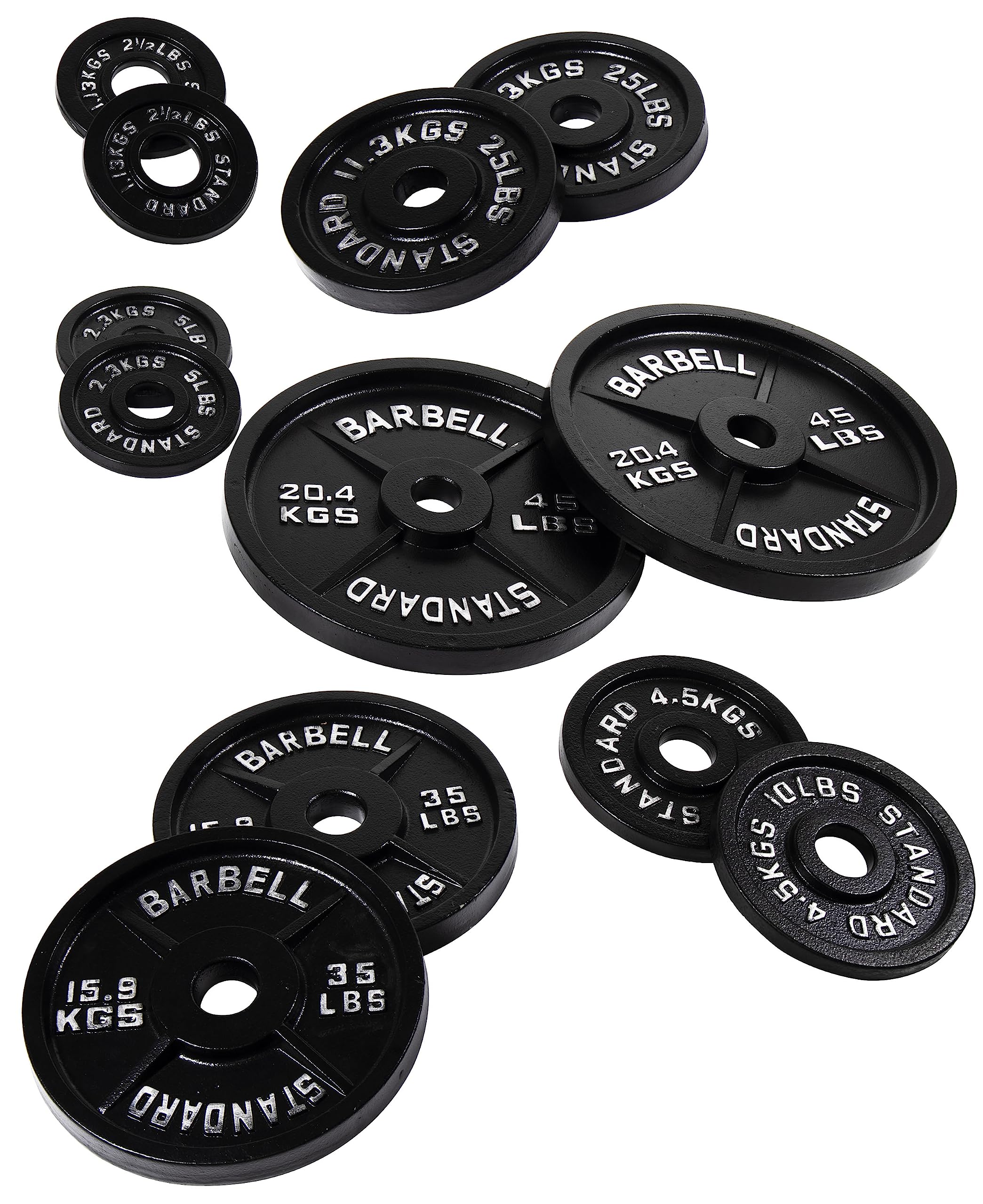 Fitvids Olympic 2-Inch Cast Iron Plate Weight Plate For Strength Training And Weightlifting, Vintage Style, Alloy Steel,25Lb Pai