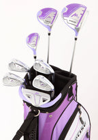 Precise M3 Ladies Womens Complete Golf Clubs Set Includes Driver, Fairway, Hybrid, 7-Pw Irons, Putter, Stand Bag, 3 H/Cs Purple