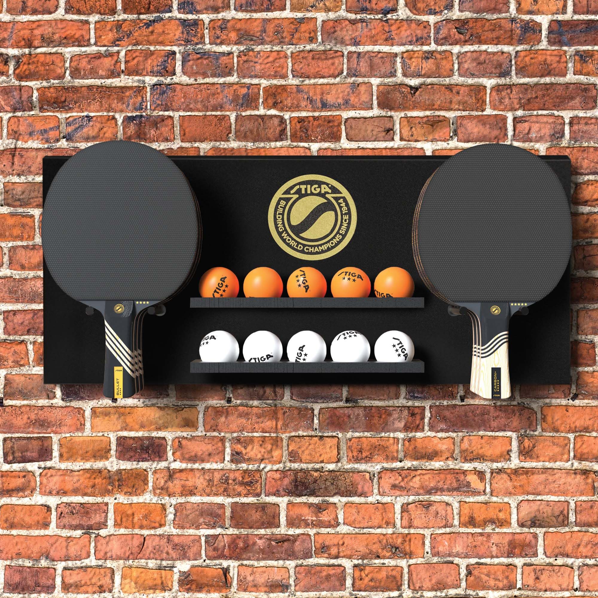 Stiga Ping Pong Storage Wall Rack | Holds Up To 10 Balls And 6 Paddles | Easy Mount For Any Flat Surface