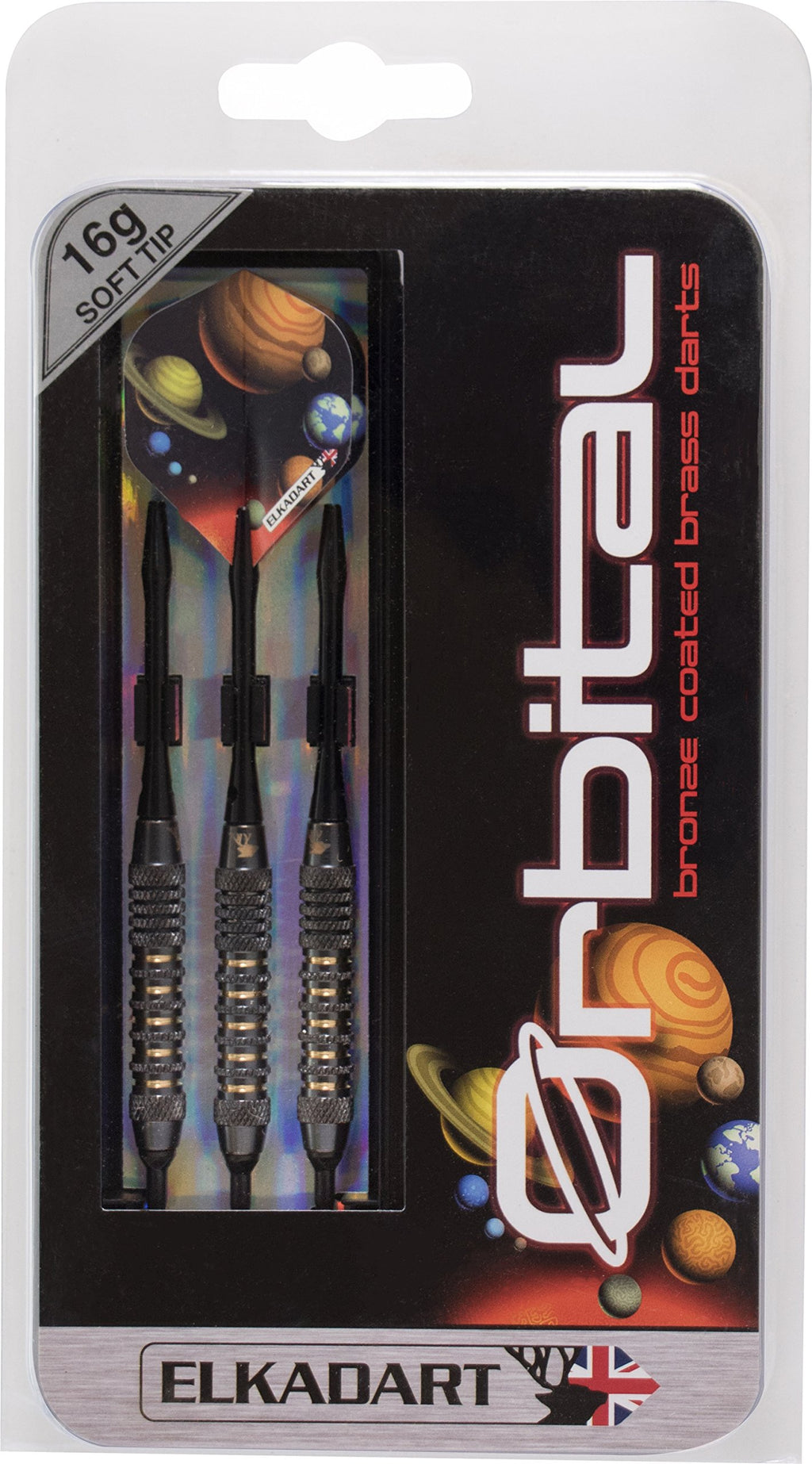 Elkadart Orbital Soft Tip Darts With Storage/Travel Case, Ringed, 18G,Black