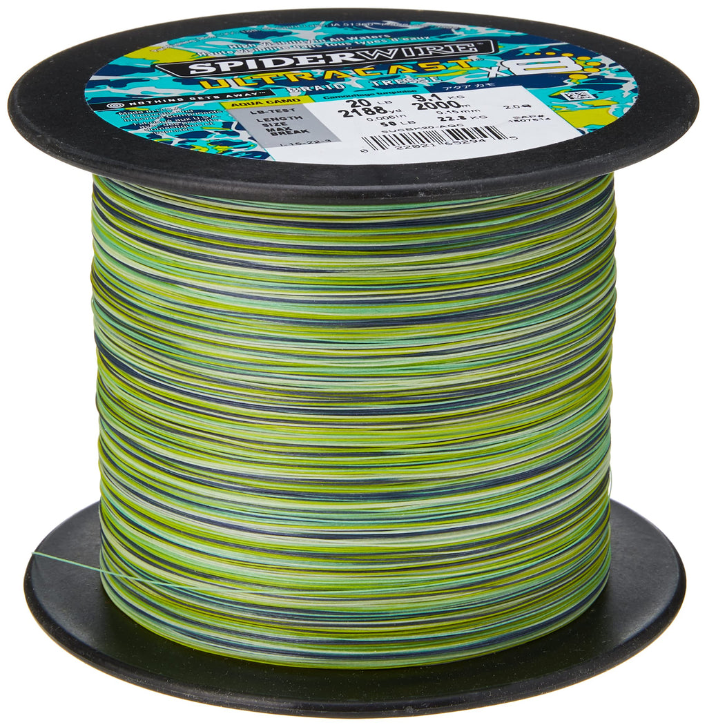 Spiderwire Superline Ultracast Braid, Aqua Camo, 50Lb | 22.6Kg, 2188Yd | 2000M Fishing Line