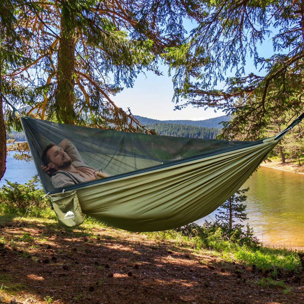 Homithley Camping Hammock - Portable Hammock With Mosquito Net, Lightweight Backpacking Hammocks Swing Camping Accessories For I