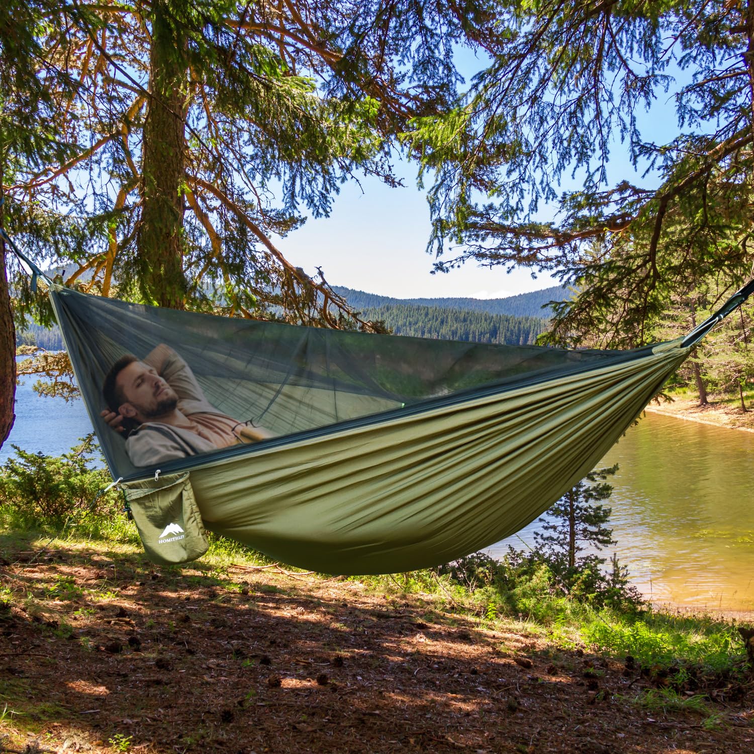 Homithley Camping Hammock - Portable Hammock With Mosquito Net, Lightweight Backpacking Hammocks Swing Camping Accessories For I