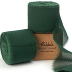 Ribbli Forest Green Chiffon Ribbon 1-12 Inch X 20 Yard Handmade Fringe Chiffon Silk Ribbon,Black Ribbon For Wedding Invitations,