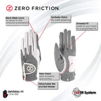 Zero Friction Ladies Grey Synthetic Golf Glove, Lh, Universal-Fit