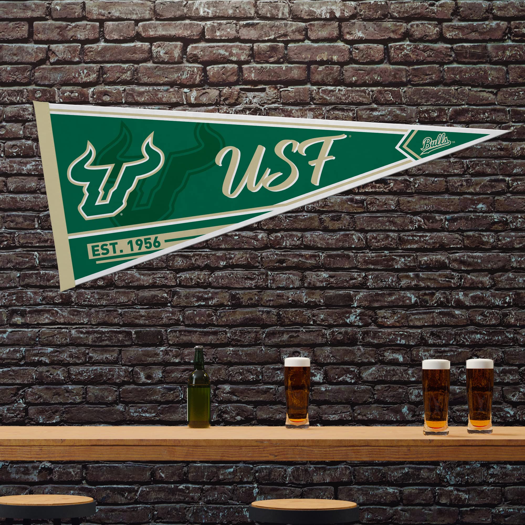 Rico Industries Ncaa South Florida Bulls - Usf Classic 12'' X 30'' Felt Wall D  Cor Pennant - Great For Home/Bed Room/Man Cave D