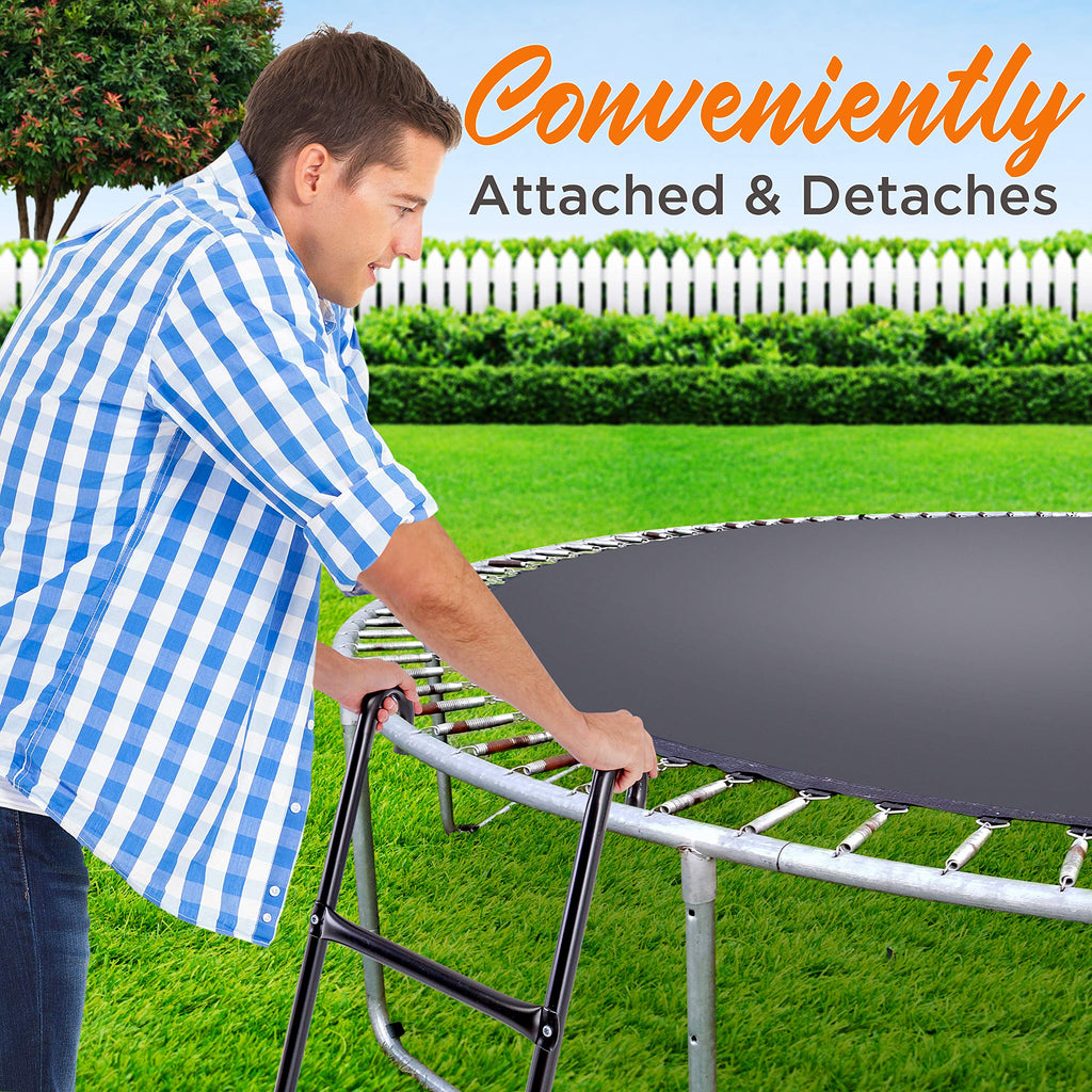 Serenelife Outdoor Trampoline Access Safety Ladder - 2 Step Weather Resistant Galvanized Steel Trampoline Climbing Ladder - For