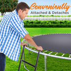 Serenelife Outdoor Trampoline Access Safety Ladder - 2 Step Weather Resistant Galvanized Steel Trampoline Climbing Ladder - For