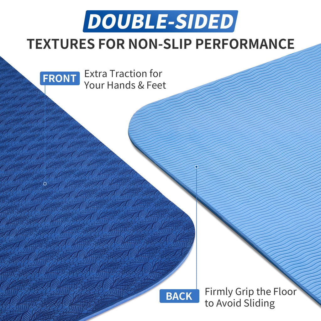 Cambivo Yoga Mat For Women Men Kids, 1/3 & 1/4 & 2/5 Inch Extra Thick Yoga Mat Non Slip, 72'' X 24'' Tpe Yoga Mats, Workout Mat
