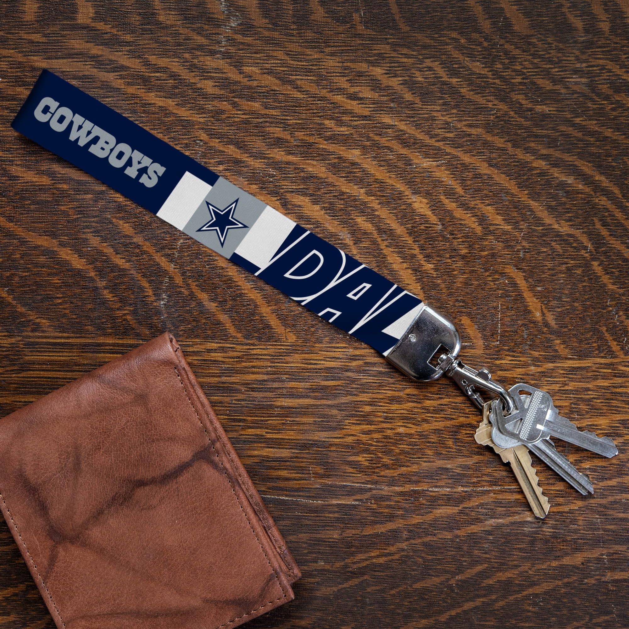 Rico Industries Nfl Football Dallas Cowboys Wrist Lanyard Key Chain, Cute Wristlet Strap Keychain Holder For Women Men Car Keys