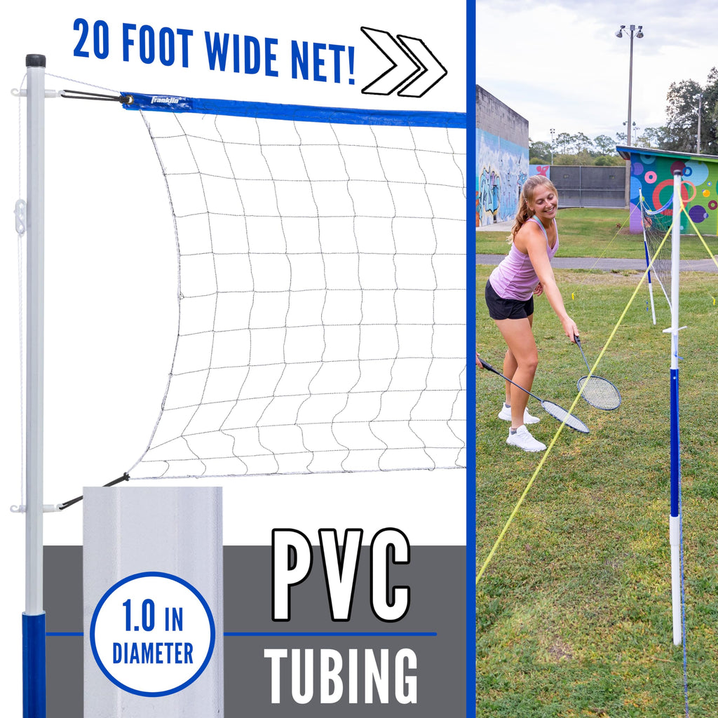 Franklin Sports Volleyball + Badminton Sets - Beach + Backyard Combo Complete Outdoor Lawn Game Set - Volleyball, Pump, Badminto