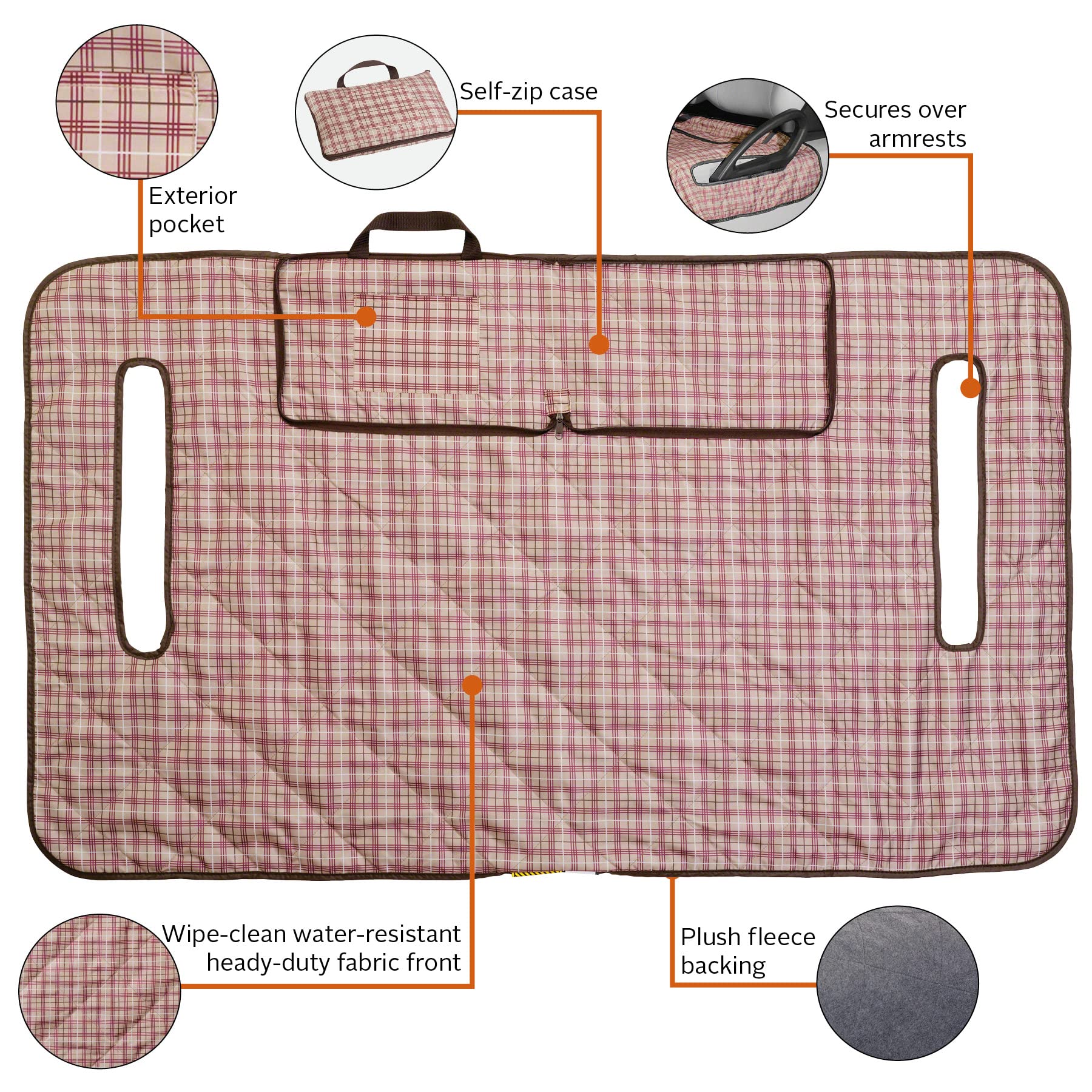 Classic Accessories Fairway Golf Cart Seat Blanket, Heritage Plaid