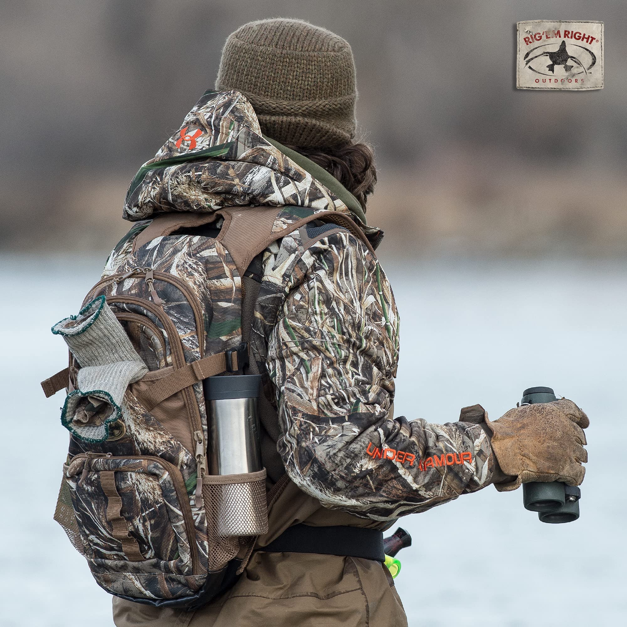 Rig'Em Right Waterfowl Stump Jumper Duck Hunting Blind Backpack With Multi-Layered Padded Shoulder Straps And Back Support, Ammo