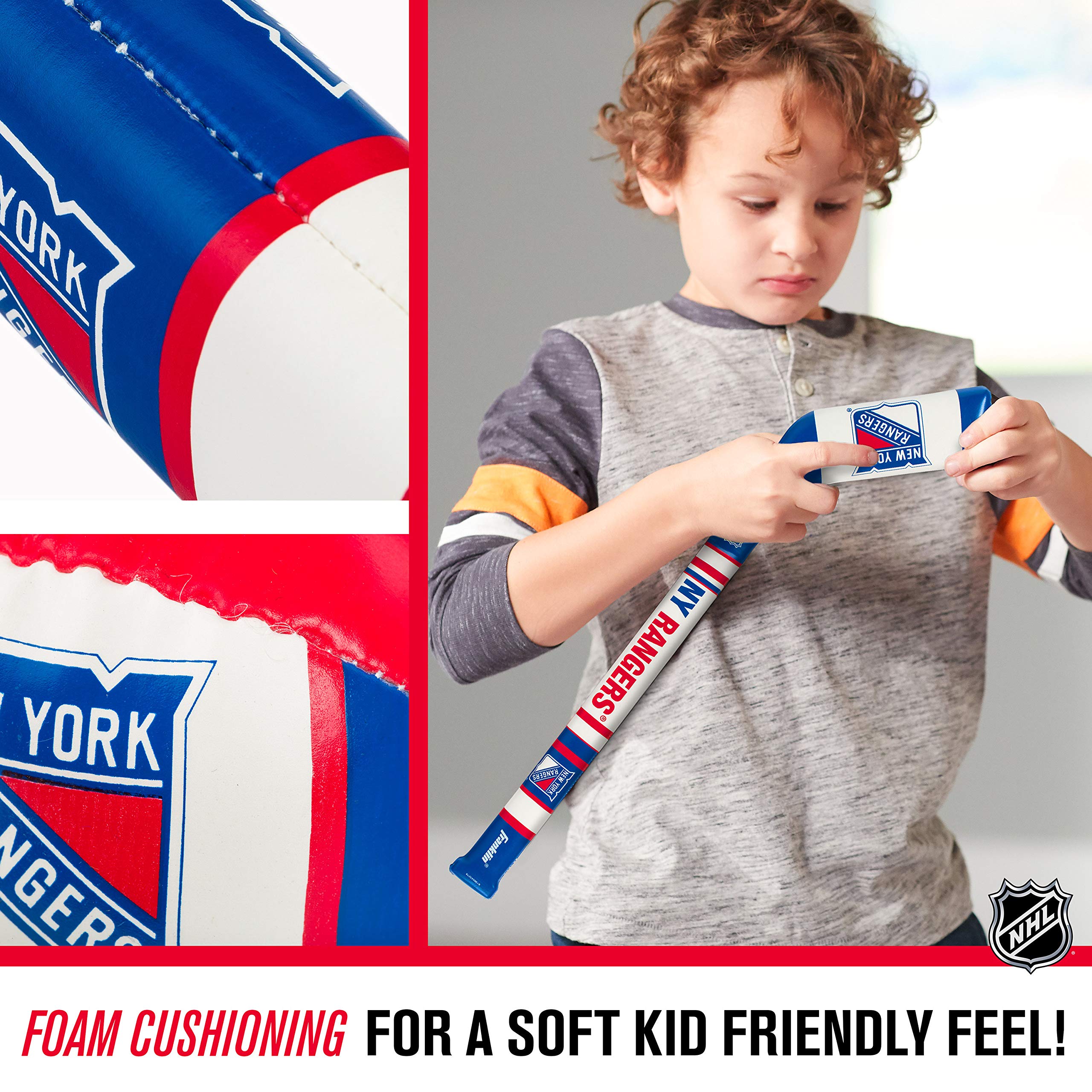 Franklin Sports Nhl New York Rangers Mini Soft Hockey Stick Set - Nhl Team Soft Foam Mini Hockey Stick And Ball Set - Great Toy