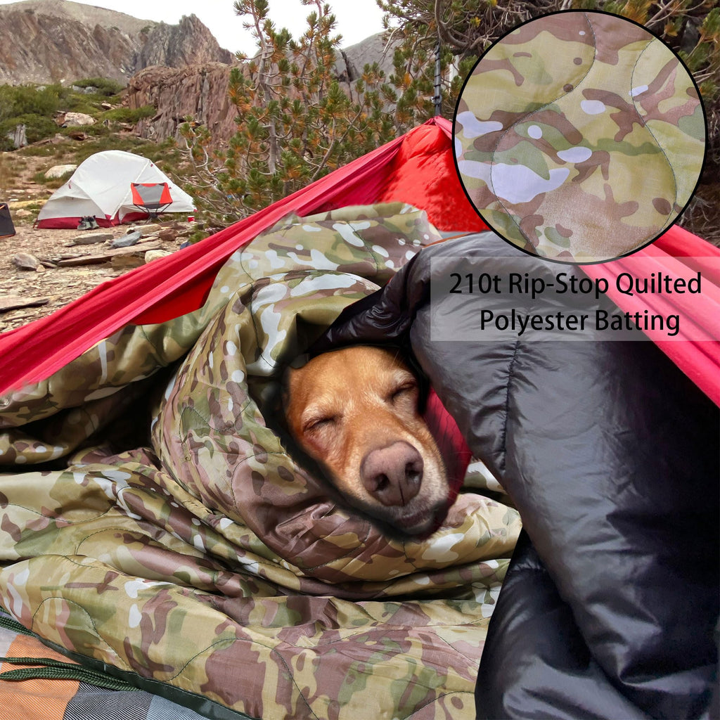 Mirzoyan Woobie Blanket, Military Poncho Liner Camo Insulated Camping Woobie Blanket For Outdoor Hiking (Yellow-Cp)