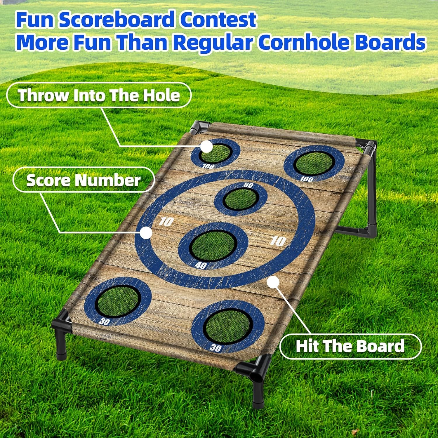 Nzqxjxz Portable Cornhole Board Set 3X2 Ft With 8 Bean Bags Corn Hole Toss Game Cornhole Games For Indoor And Outdoor Parties, I