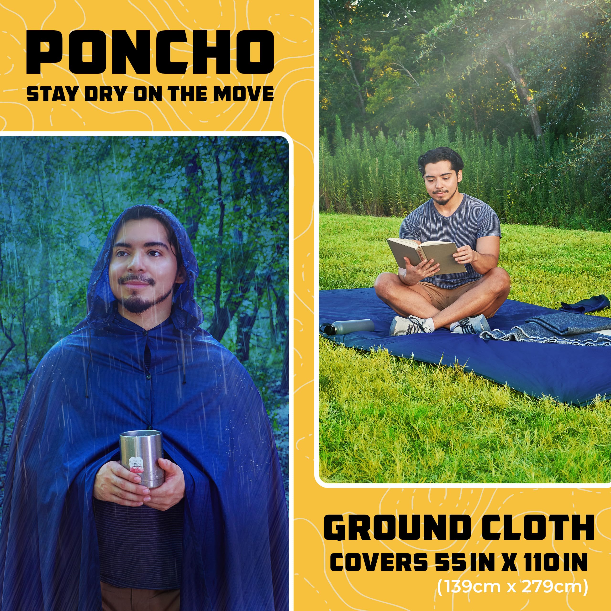 Wise Owl Outfitters 4In1 Hammock - Camping Hammock, Shelter Tarp, Poncho, And Footprint - Camping Essentials And Accessories For