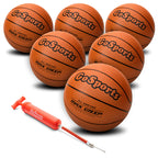 Gosports Indoor / Outdoor Rubber Basketballs - Six Pack Of Size 7 Balls With Pump & Carrying Bag - Choose Your Size