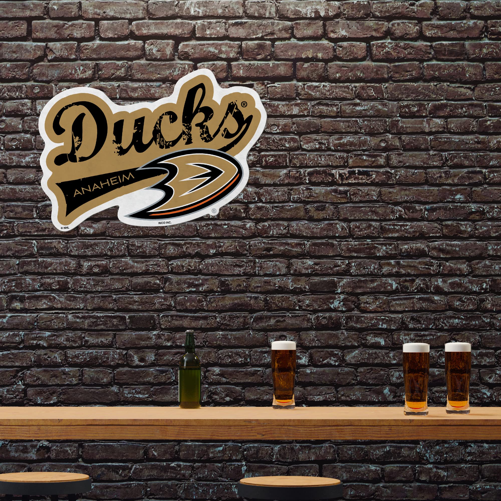 Rico Industries Nhl Anaheim Ducks Distressed Shape Cut Pennant - Home And Living Room D  Cor - Soft Felt Ez To Hang