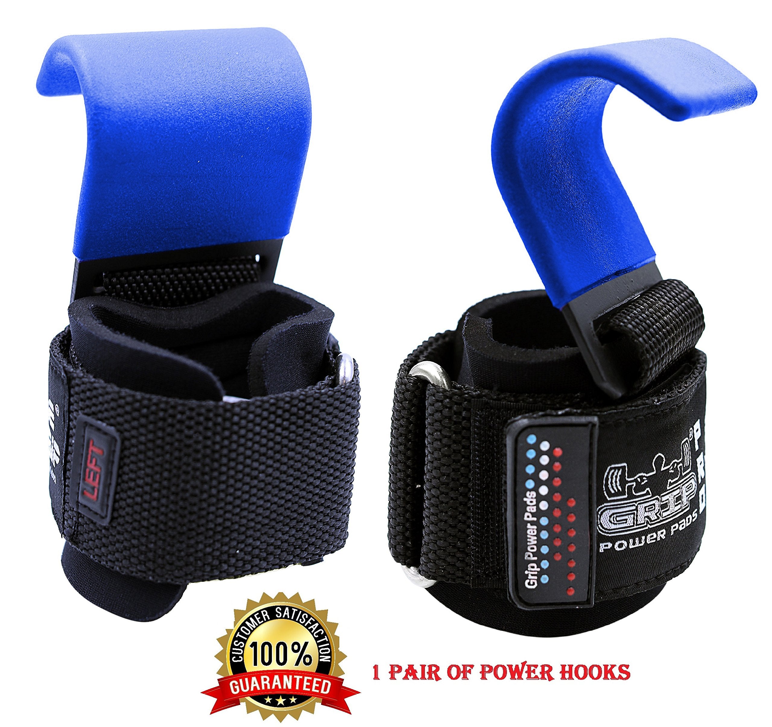 Heavy Duty Pro Metal Lifting Steel Hooks Double Stitching Non-Slip Resistant Coating Neoprene Padded Power Weightlifting Trainin