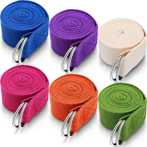 6 Pcs Yoga Strap for Stretching Yoga Exercise Adjustable Straps 8 Ft Yoga Bands with Safe Adjustable D Ring Buckle for Pilates G