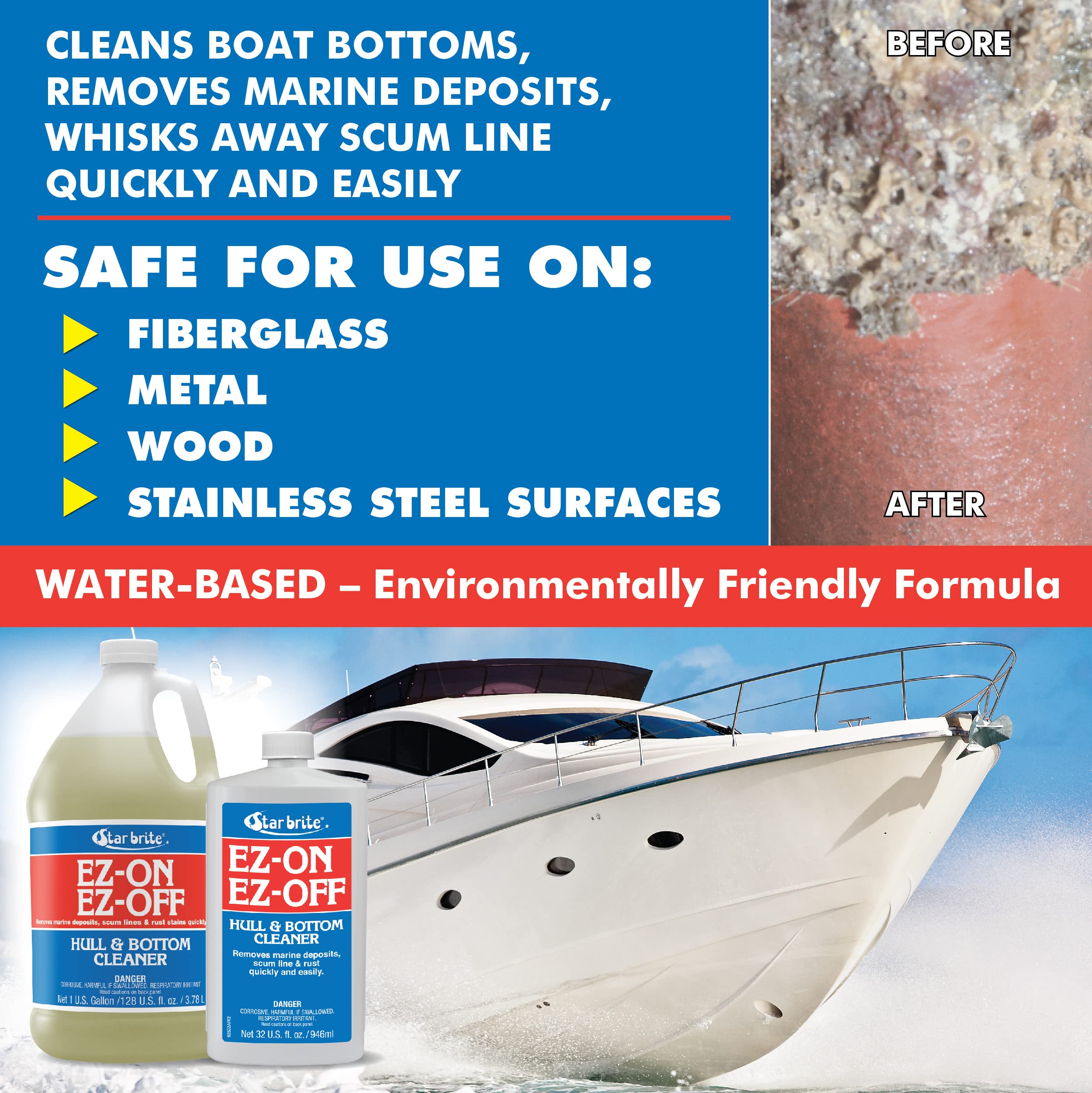 Star Brite Ez-On Ez-Off Boat Hull & Bottom Cleaner - Effortlessly Remove Stains And Restore Your Boat'S Pristine Appearance - 32