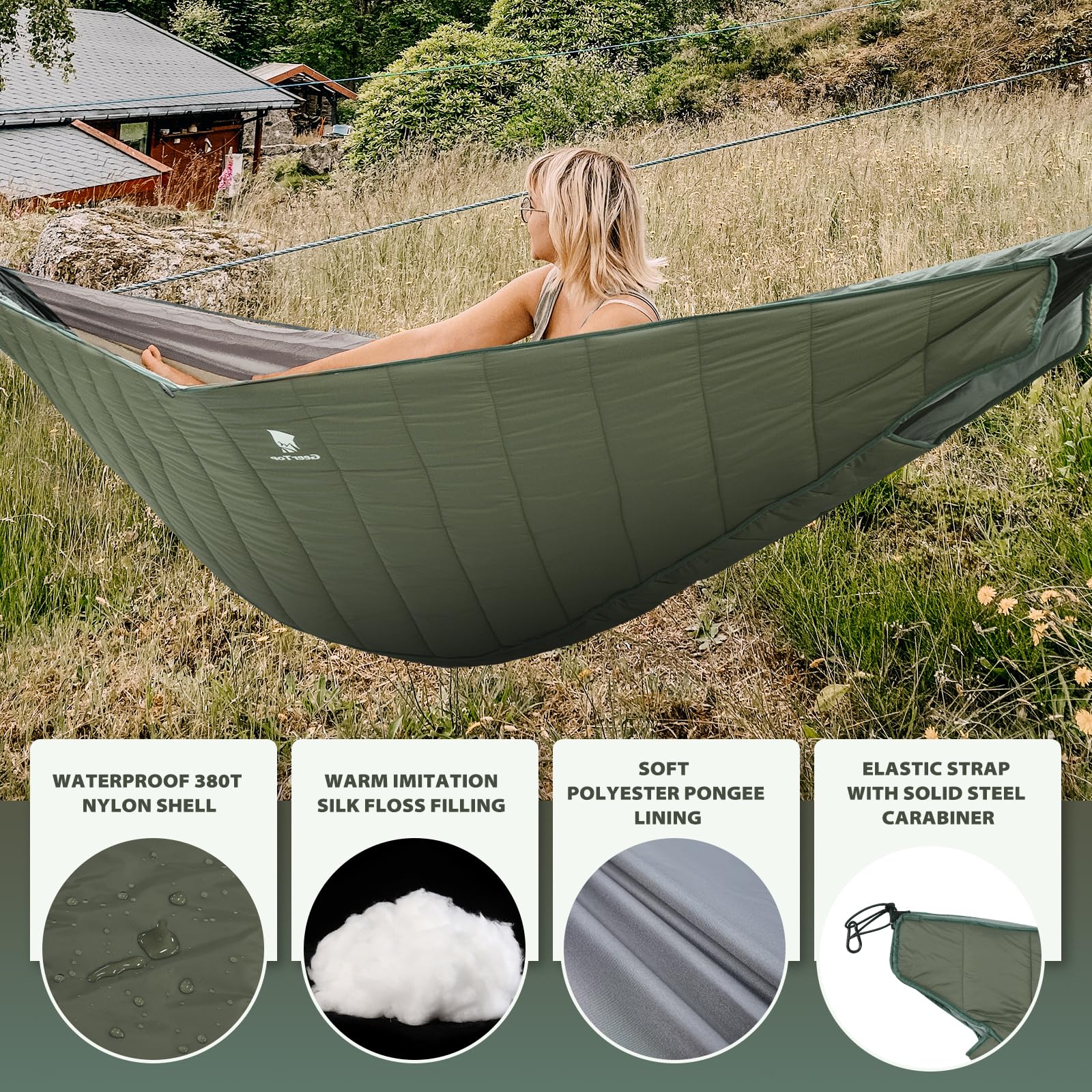 Geertop Ultralight Double Hammock Underquilt Full Length Warm Camping Quilt All Season For Outdoor Backpacking Hiking Travel