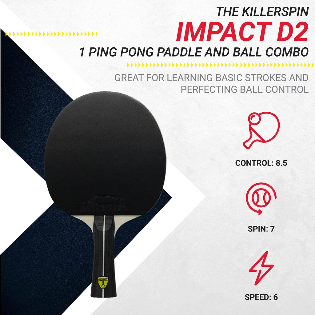 Killerspin Impact D2, Table Tennis Paddles, Table Tennis Racket, Ping Pong Paddle Case, Table Tennis Equipment For Beginners/Int