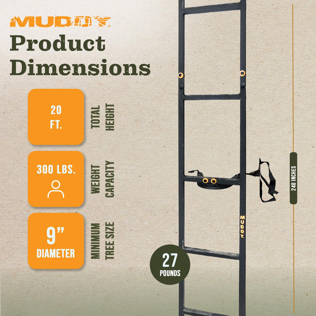 Muddy Quick Step Xl Climbing Step Ladder Tree Climbing Gear, Deer Hunting Accessories For Tree Stands And Elevated Deer Blinds