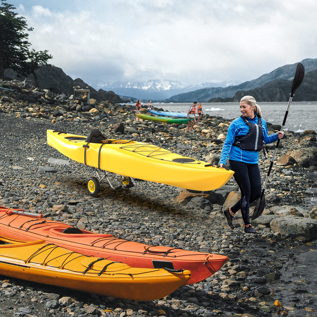 Bonnlo Universal Kayak Carrier - Trolley For Carrying Kayaks, Canoes, Paddleboards, Float Mats, And Jon Boats - Inflation-Free S