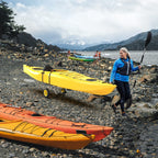 Bonnlo Universal Kayak Carrier - Trolley For Carrying Kayaks, Canoes, Paddleboards, Float Mats, And Jon Boats - Inflation-Free S