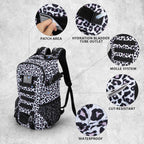 Jueachy Tactical Backpack For Women Men Hiking Day Pack Molle Military Rucksack Waterproof 30L Edc Bag With Usa Flag Patch Leopa