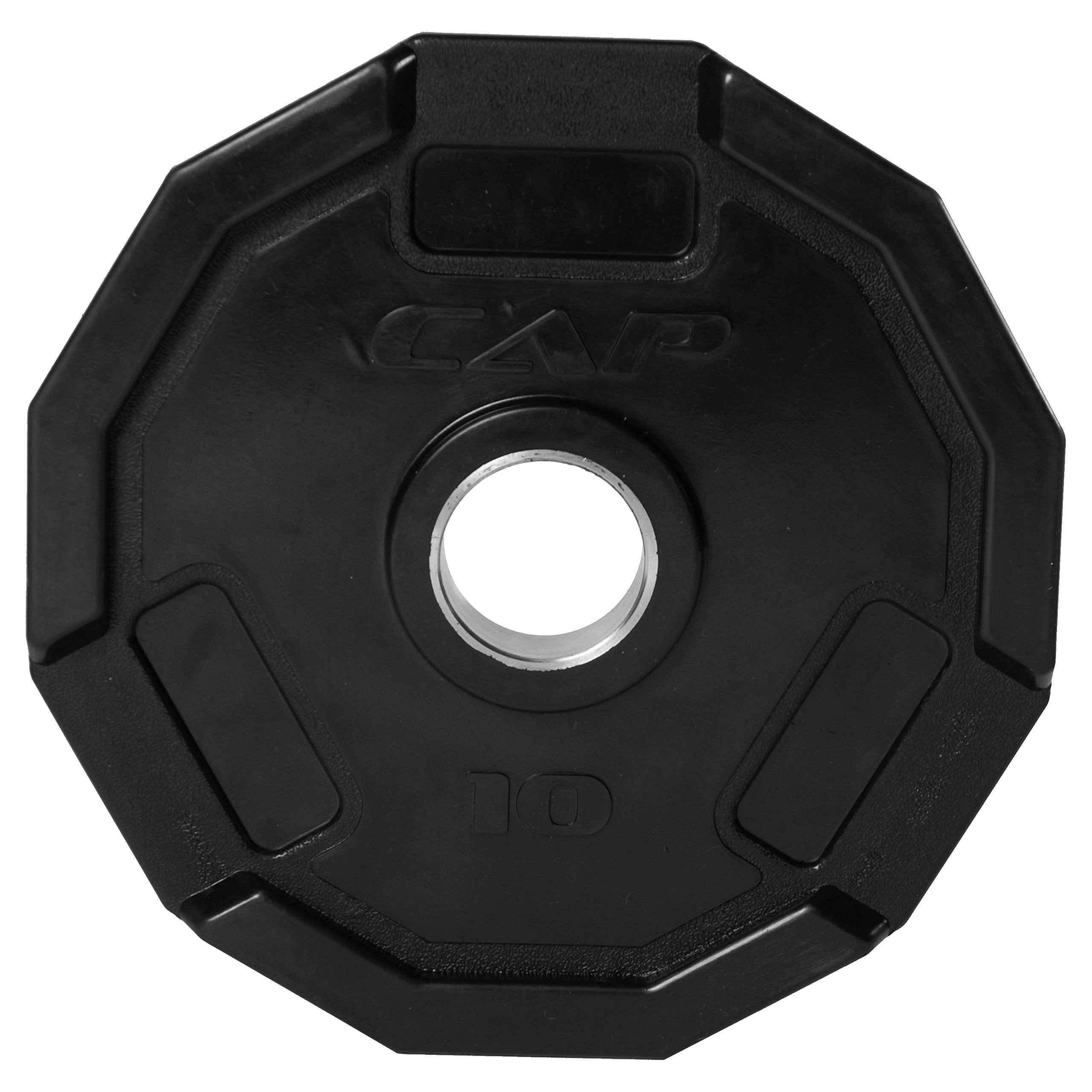Cap Barbell 12-Sided Rubber Olympic Grip Weight Plates, Black, Single, 10 Pound