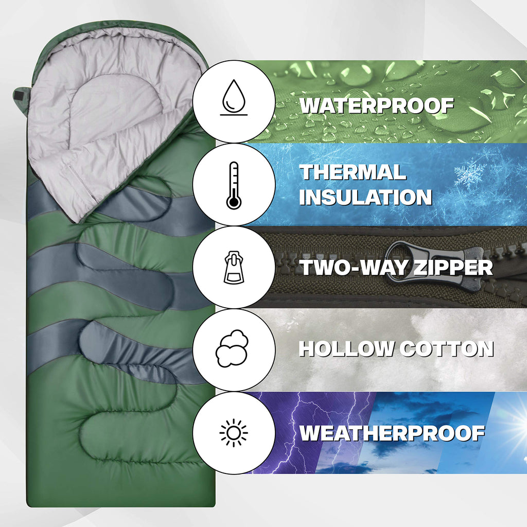Iforrest Sleeping Bag For Adults - Cold Weather Camping Bed (All Seasons) - Extra-Wide & Warm, Best Waterproof Backpacking Gear