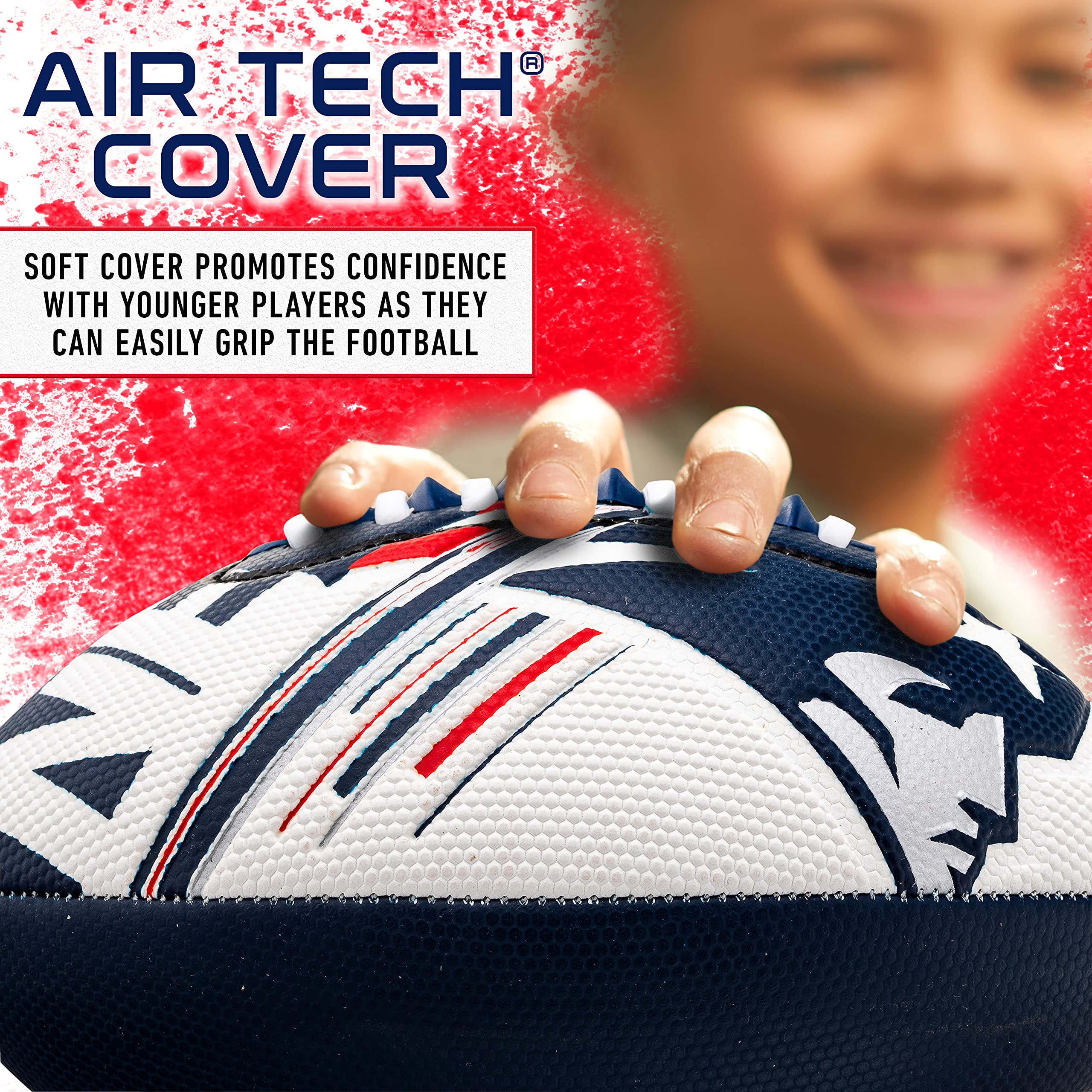 Franklin Sports Nfl New England Patriots Football - Youth Mini Football - 8.5'' Junior Size Ball - Spacelace Easy Grip Texture-