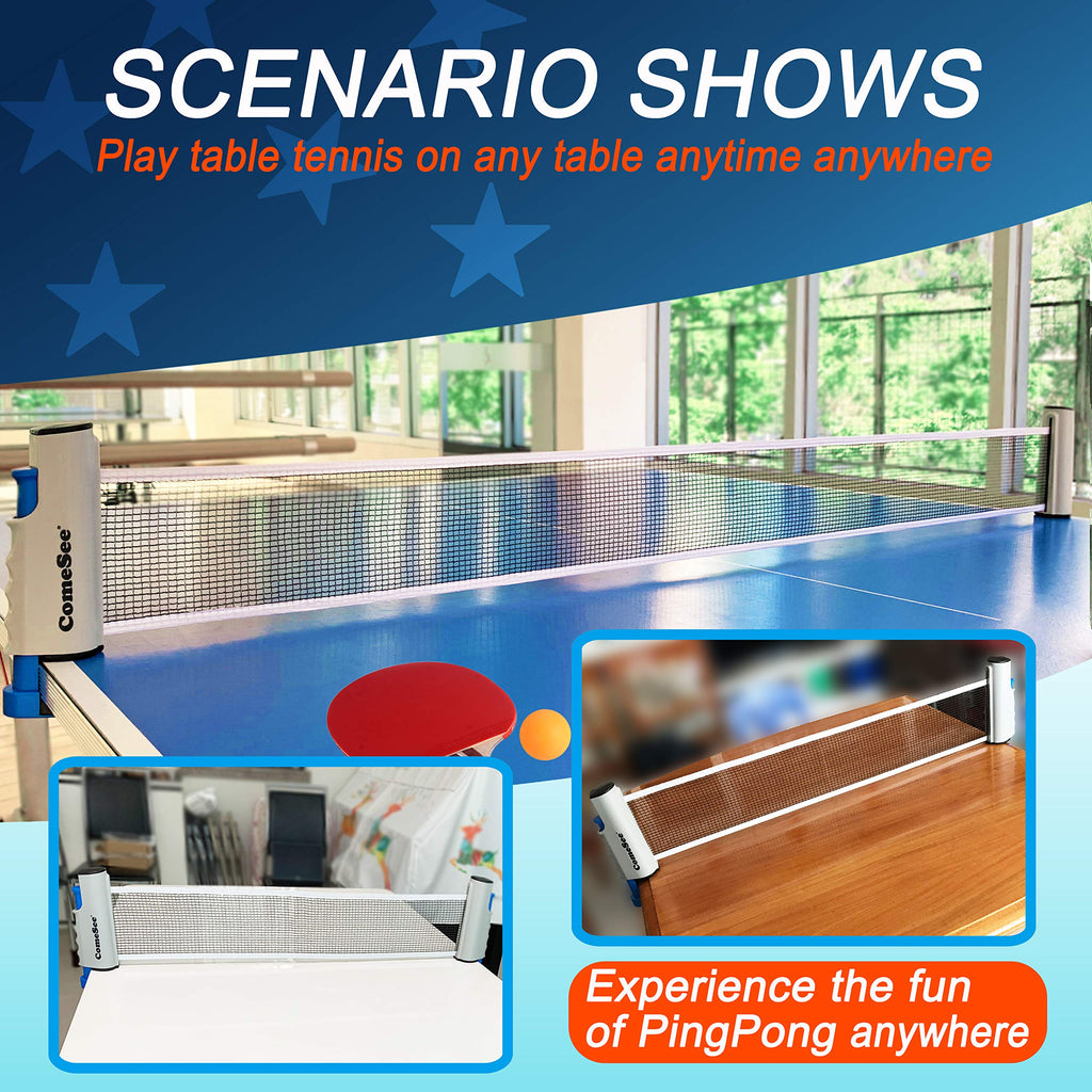 Comesee Ping Pong Net For Any Table, Retractable Table Tennis Nets And Posts Equipment For Replacement (Gray)