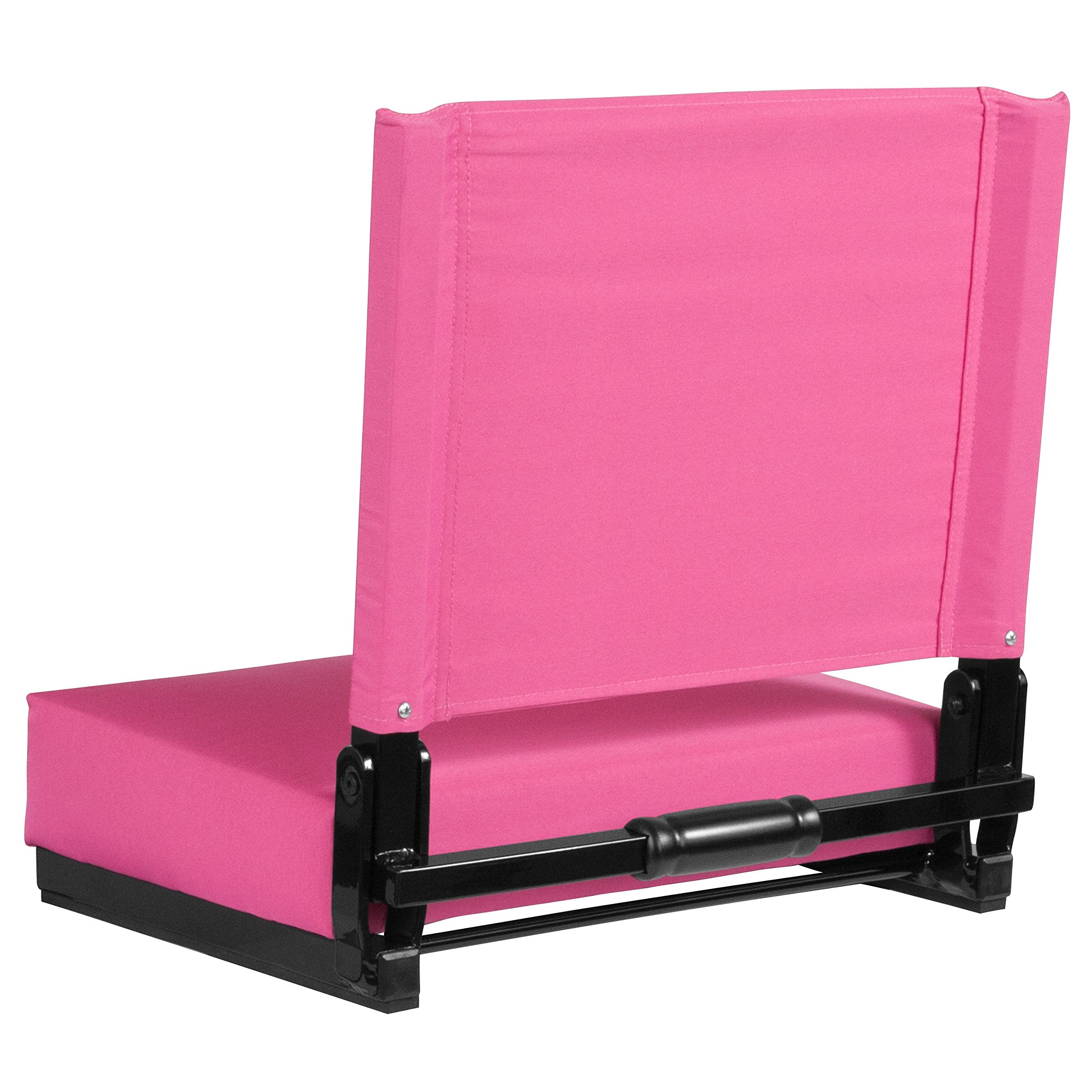 Flash Furniture Grandstand Comfort Seats By Flash - Pink Stadium Chair - 2 Pack 500 Lb Rated Folding Chair - Carry Handle - Ultr