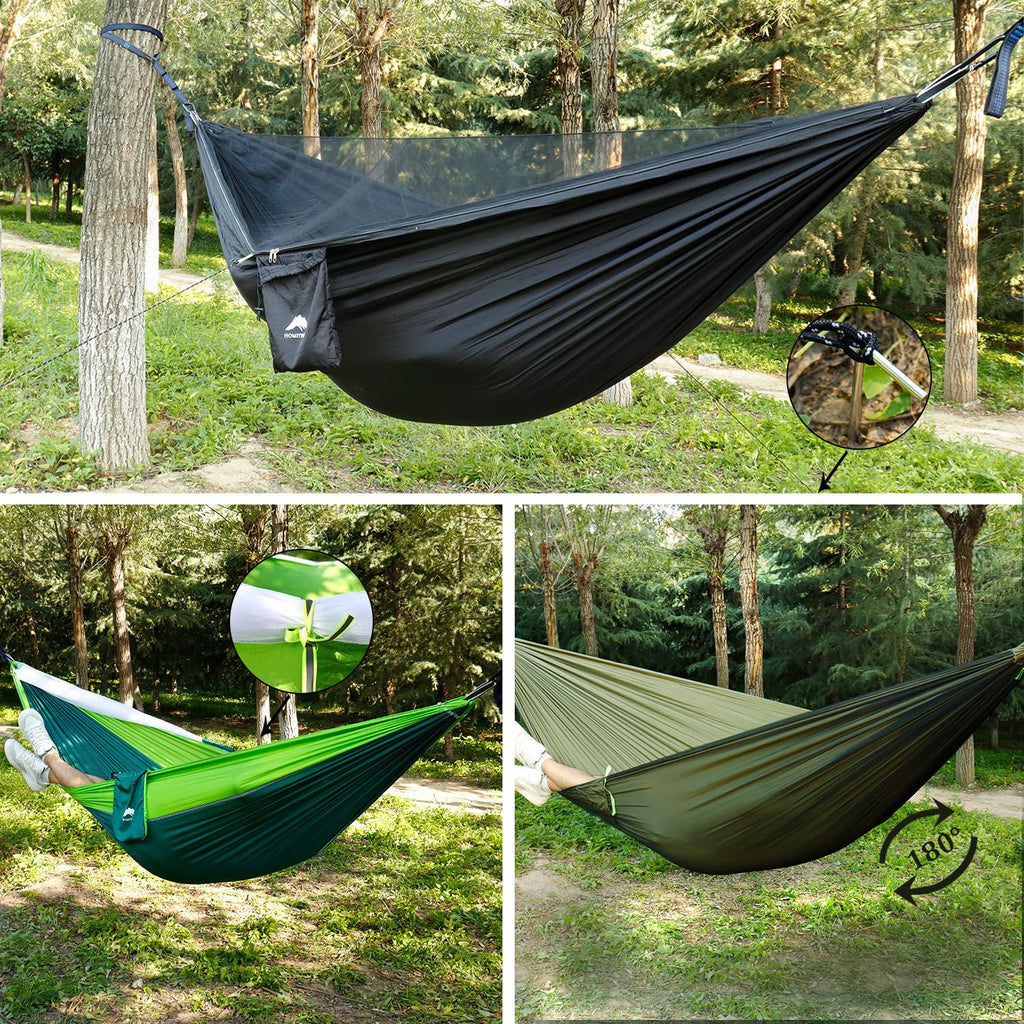 Homithley Camping Hammock - Portable Hammock With Mosquito Net, Lightweight Backpacking Hammocks Swing Camping Accessories For I
