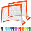 GoSports Team Tone 4 ft x 3 ft Portable Soccer Goals for Kids - Set of 2 Pop Up Nets for Backyard - Red