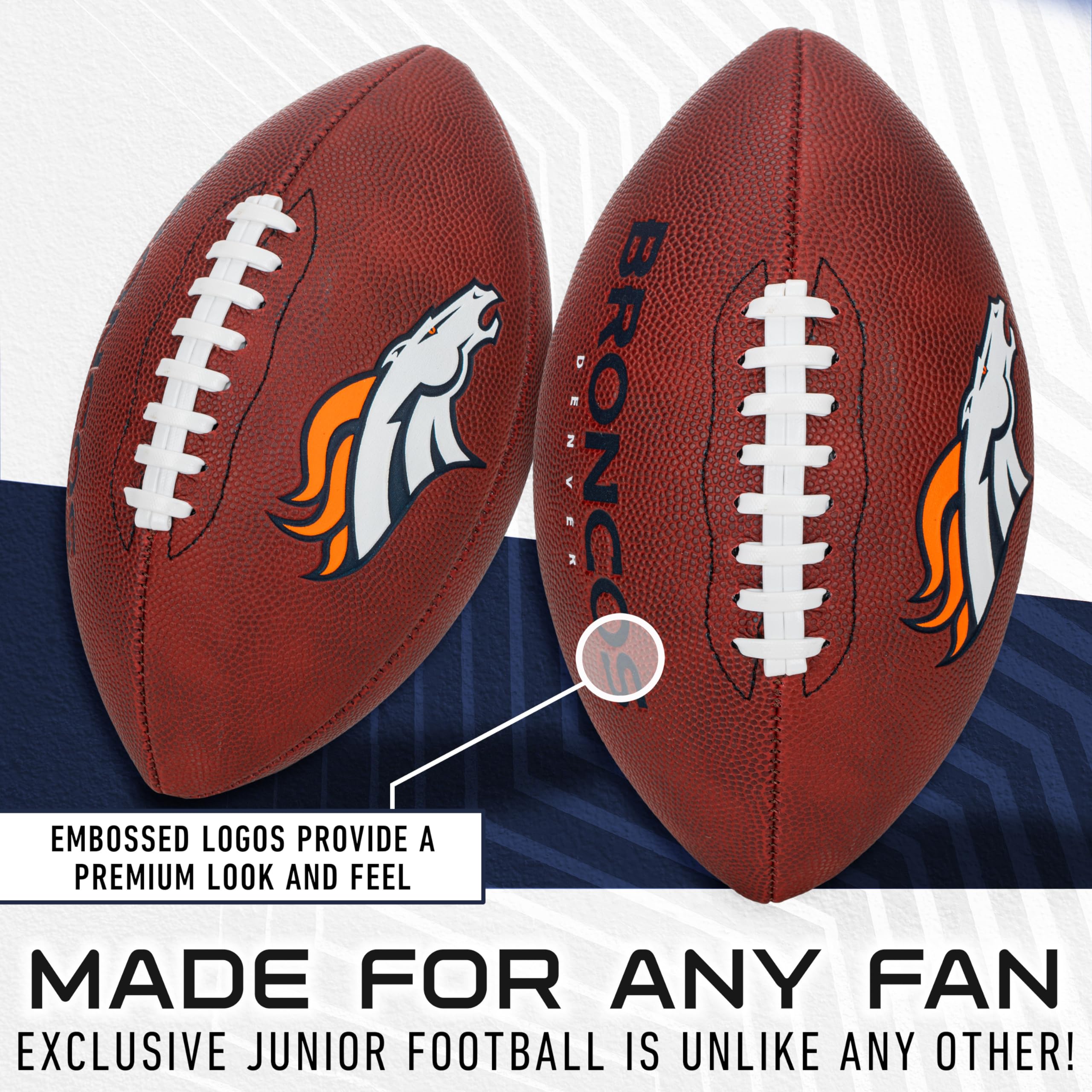 Franklin Sports Nfl Denver Broncos Football - Youth Junior Size Football For Kids - Official Nfl Team Logo + Colors Youth Ball -