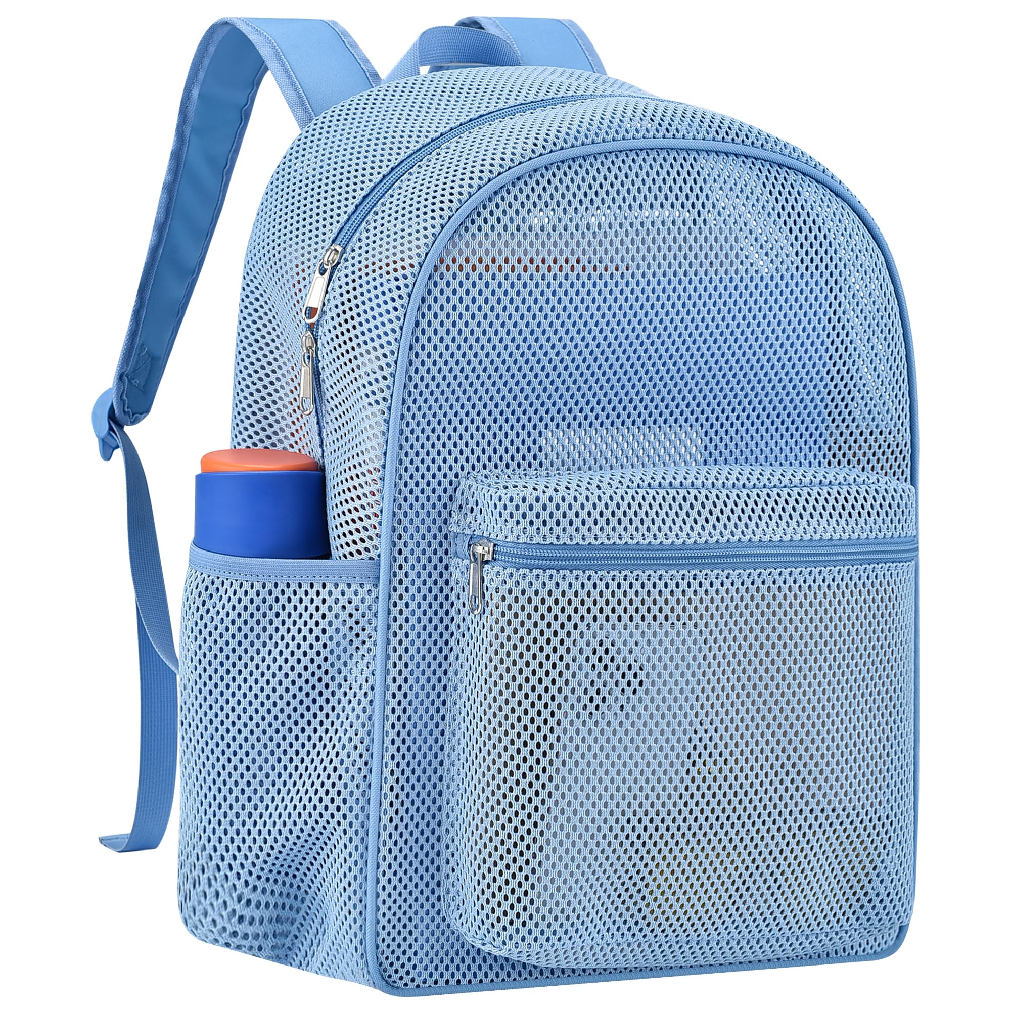 Heavy Mesh Backpack with Rain Cover,See Through Mesh Backpack for School,Beach,Gym,Swimming Equipment,Outdoor Sports
