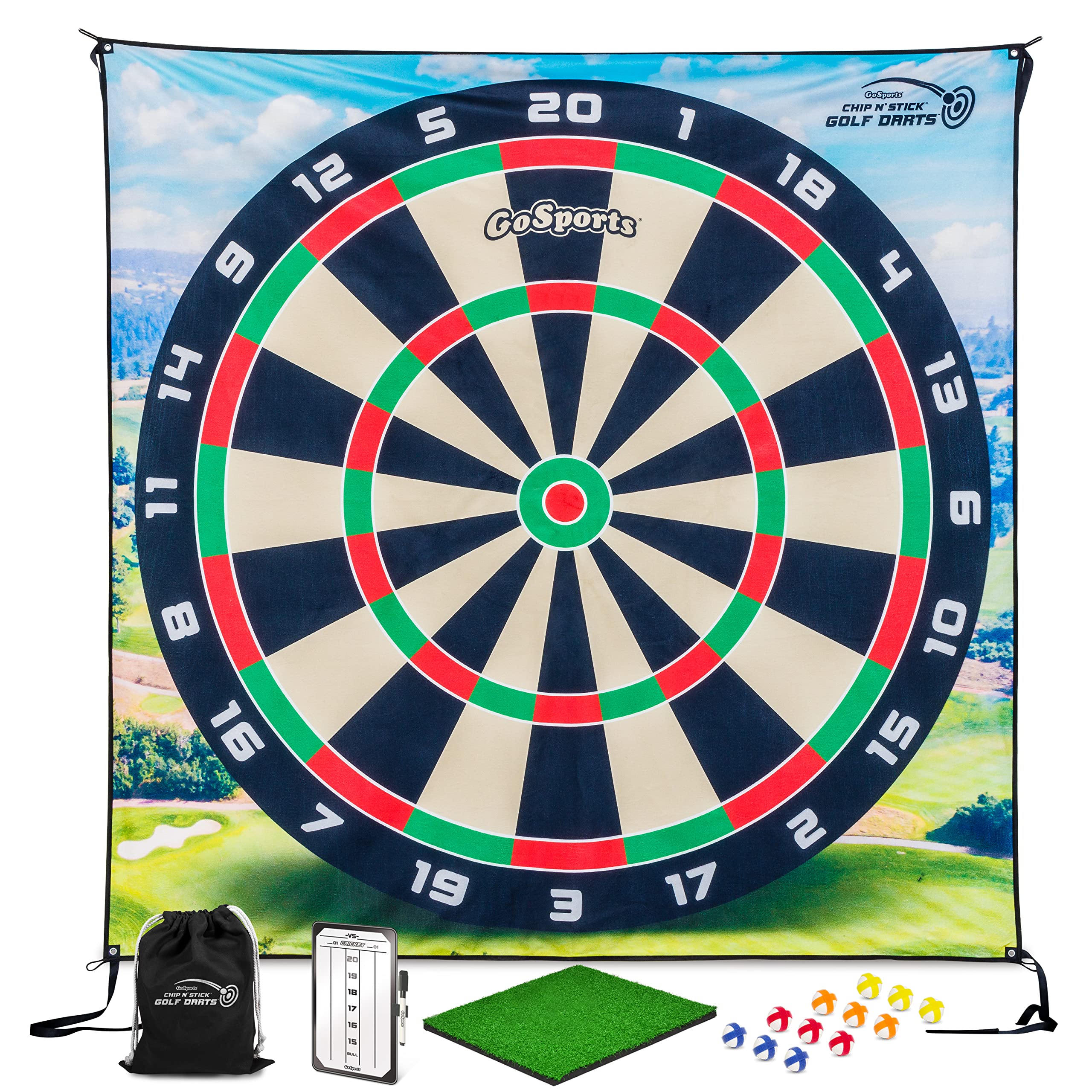 Gosports Chip N' Stick Golf Chipping Mat Game With Golf Balls - Choose Classic, Darts Or Islands