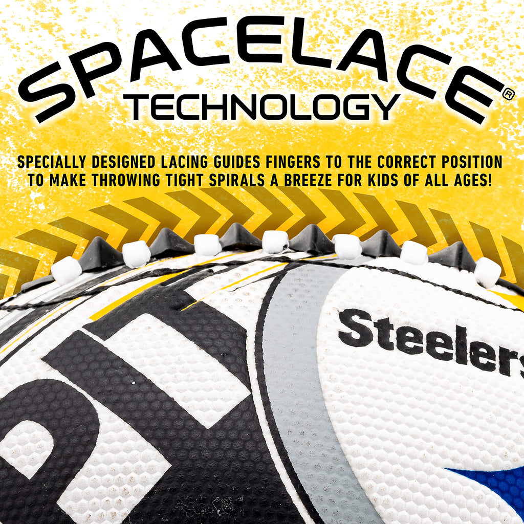 Franklin Sports Nfl Pittsburgh Steelers Football - Youth Mini Football - 8.5'' Junior Size Ball - Spacelace Easy Grip Texture- P