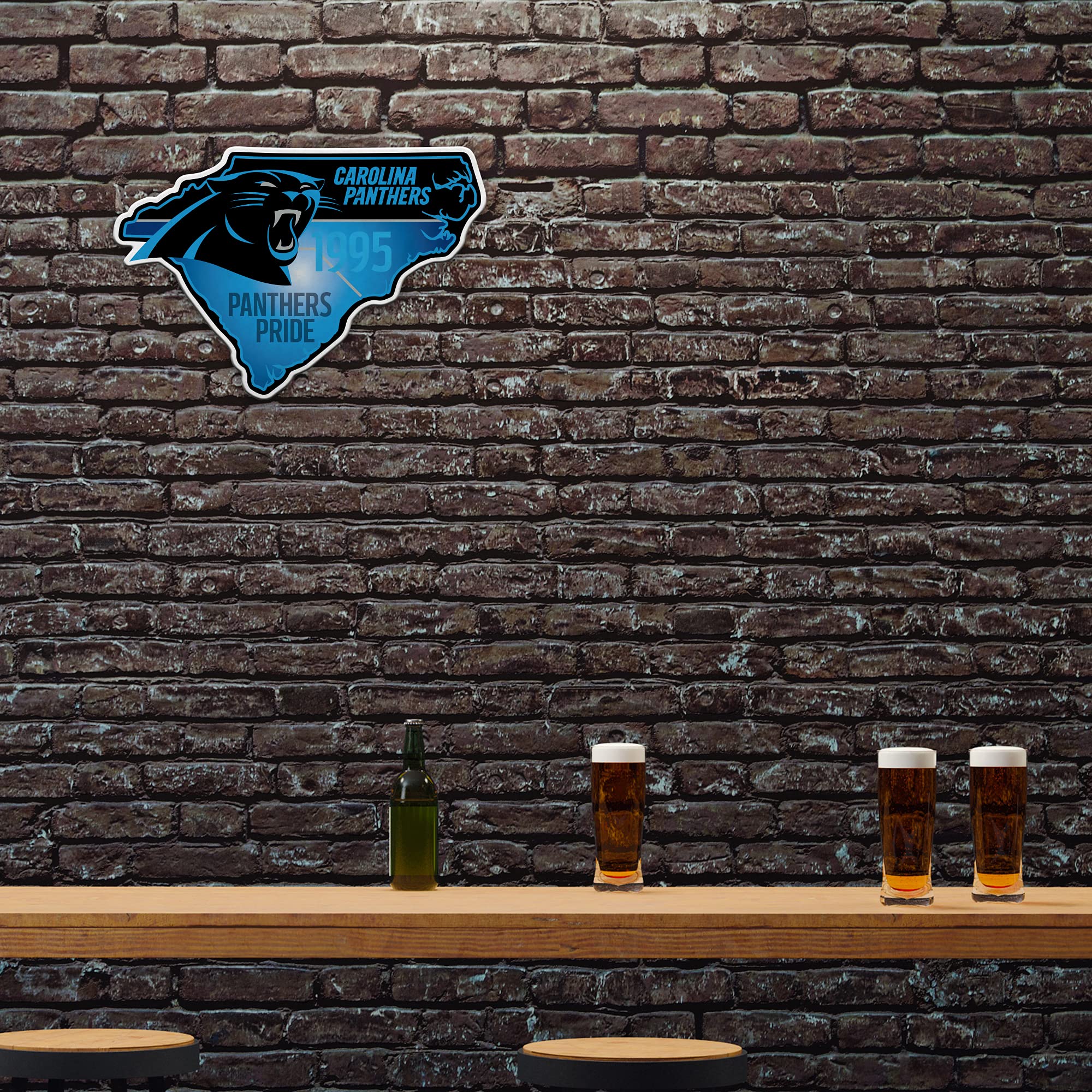Rico Industries Nfl Carolina Panthers State Shape Shape Cut Pennant - Home And Living Room D  Cor - Soft Felt Ez To Hang 18X0.10